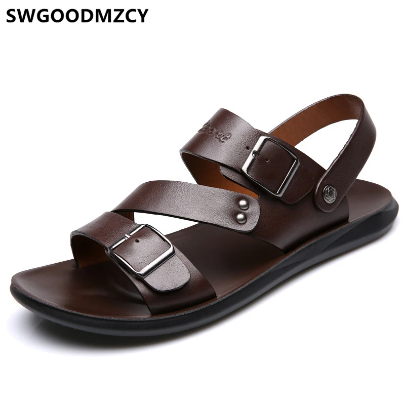 Man Sandals 2024 Summer Beach Sandals Leather Sandals Men Designer Shoes Men Open Shoes Men Zapatos De Hombre Erkek Ayakkabi image 2