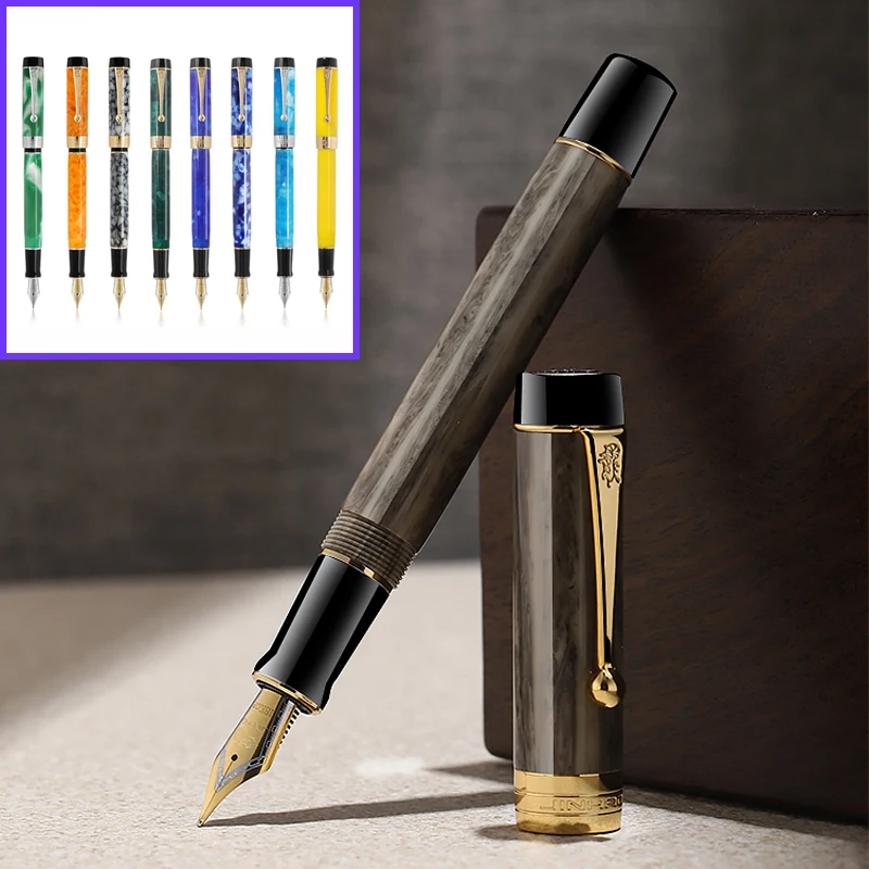 jinhao 100 luxo centenario resina caneta fonte multicolorido ef f m dobrar nib clipe dourado conversor escrita papelaria jf008 01