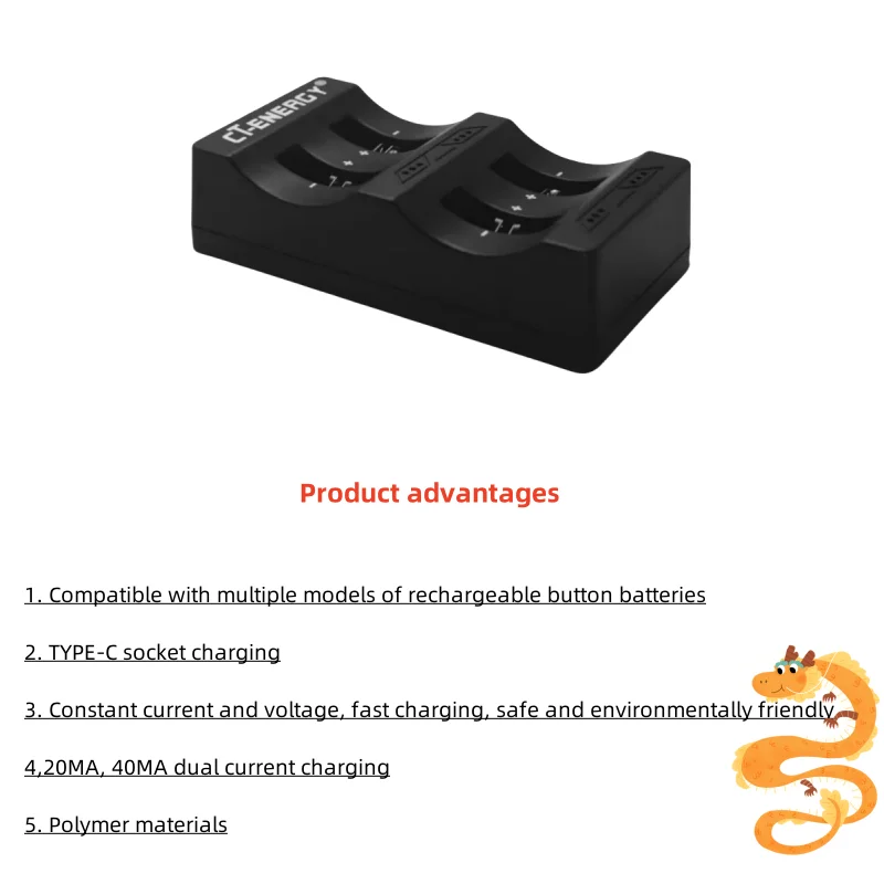 USB interface charger+2PCS/LIR1632 rechargeable button battery, compatible with LIR2032 2025 2016 2430 2450 2477 1620, ML2032 20