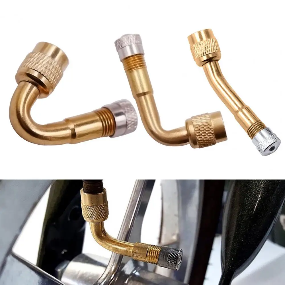 3Pcs Brass Tire Valve Extension Set 3 Angles (45/90/135 Degrees) Inflatable Nozzle Adapter for Car Motorcycle Bike Scooter Easy