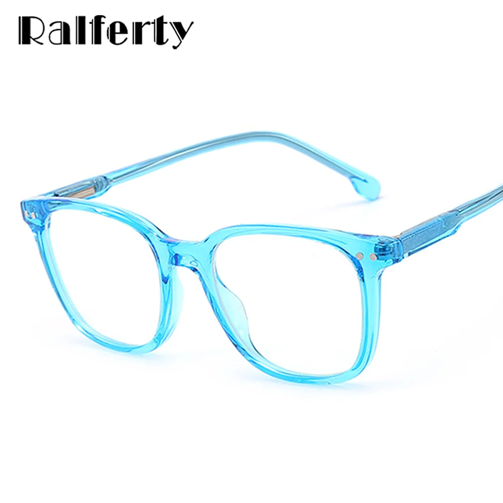 Ralferty TR90 Child Eyeglass Frame Girl Boy Kids Anti Blue Glasses Square Candy Color Flexible 0 Diopter No Medical Optic Frame