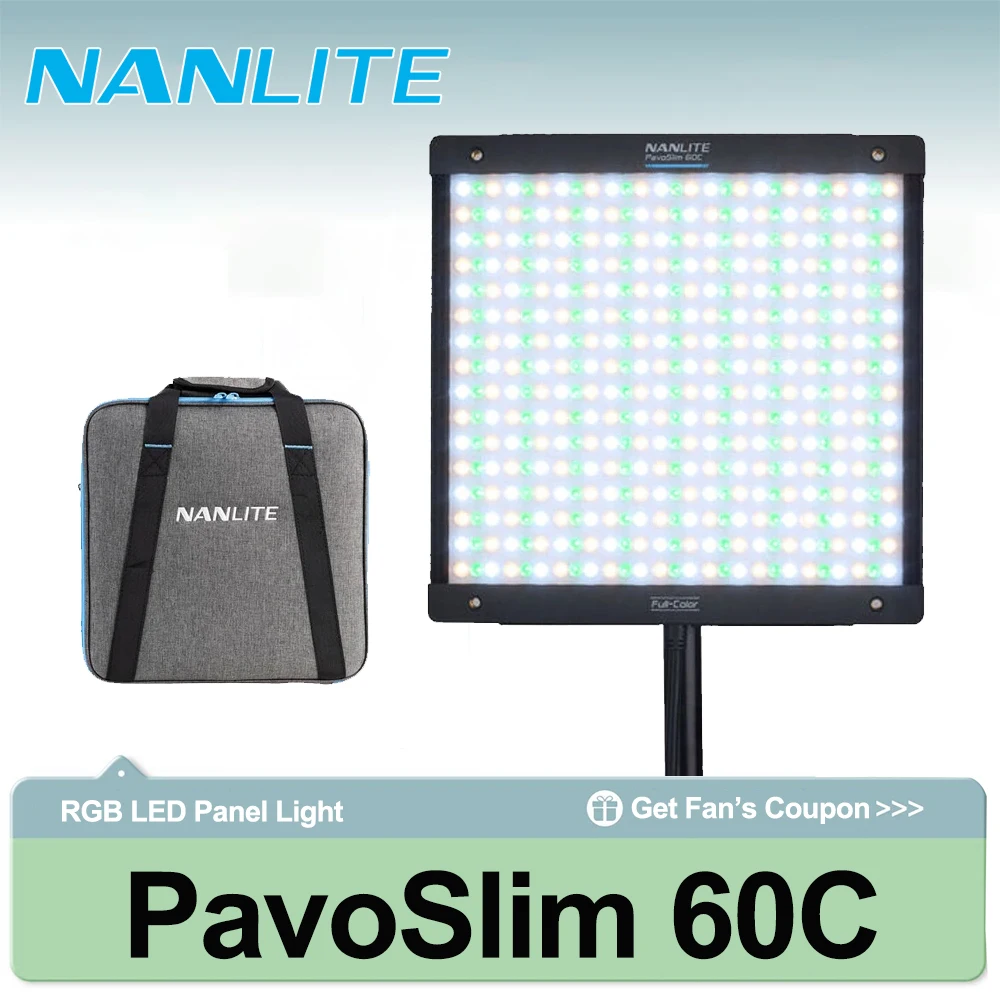 

Nanlite PavoSlim 60C RGB LED Panel 2700-6500K Photography Fill Lighting Built-in 15 Special Effects for Live Streaming