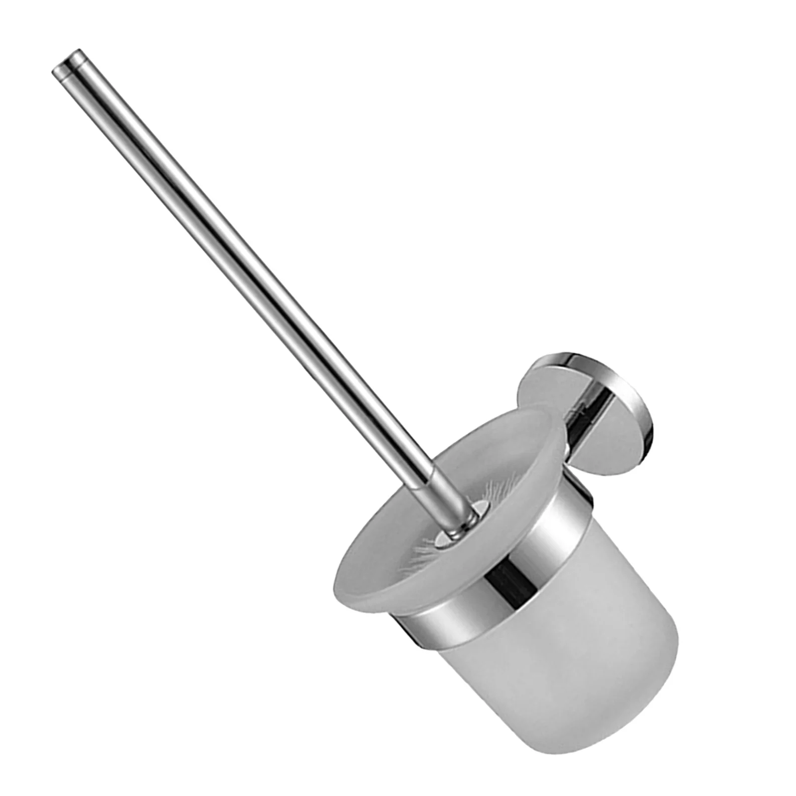 

Toilet Brush Holder Wall Mounted Stainless Steel Handle Glass Holder Bathroom Space Saving Toilet Bowl Cleaner Brush Set