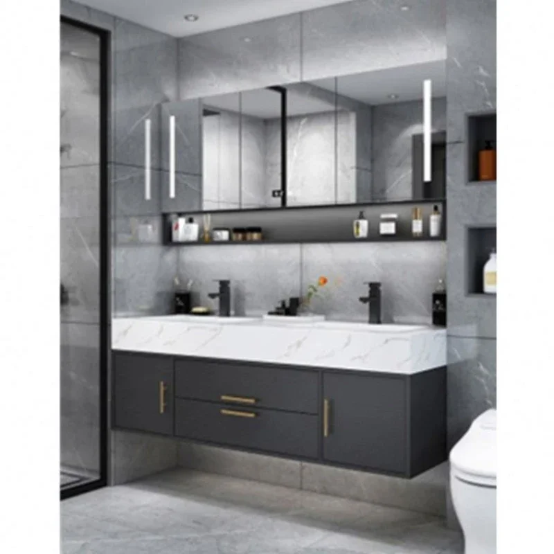 2021 Modern 48 Inch Beyond Hotel Commercial Washroom Double Sink Basin Cabinet Bathroom Vanity Units