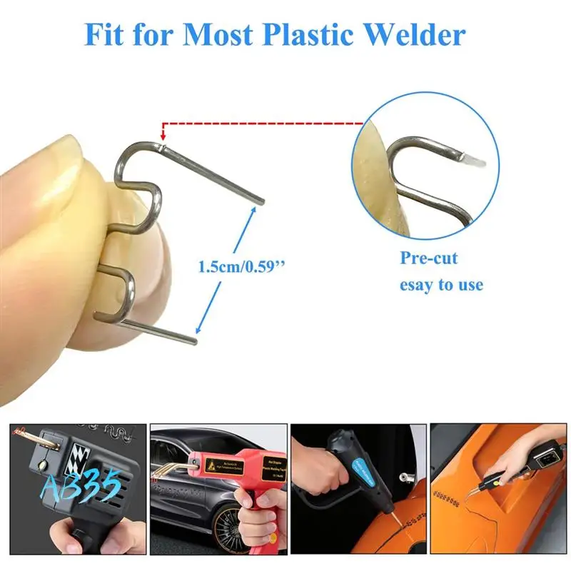 

AB35-1400 Plastic Welder Staples,Plastic Welding Staples,0.6 0.8Mm Wave Hot Staples Welding Supplies For Plastic Welder