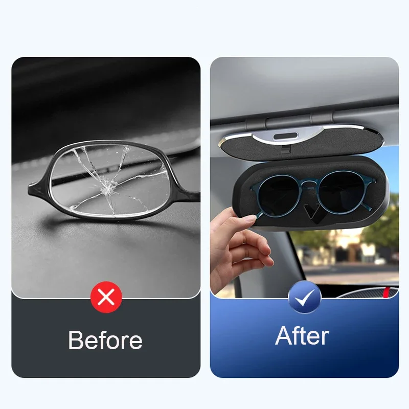 

Car ABS Storage Box Glasses Clip Case Sunglasses Glasses Holder Sun Visor Automobiles Thickness Receipt Box Interior Accessories