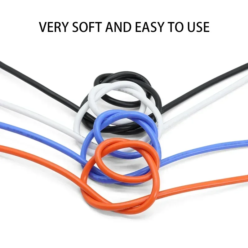 1/2/5Rolls Ultra Soft Silicone Wire 30/28/26/24/22/20/18/16AWG Silicone Rubber Insulated Tinned Copper Heat-resistant 200℃ Cable