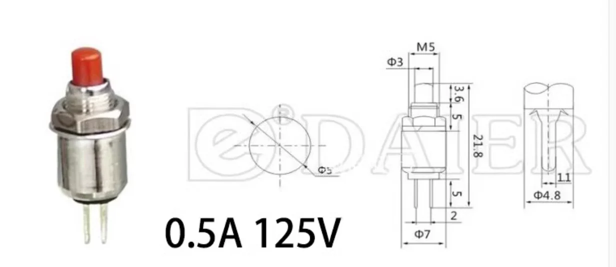 Ultra small and micro button switch PS-402 Unlock free self resetting jog mini Hole 5MM NO.C3012