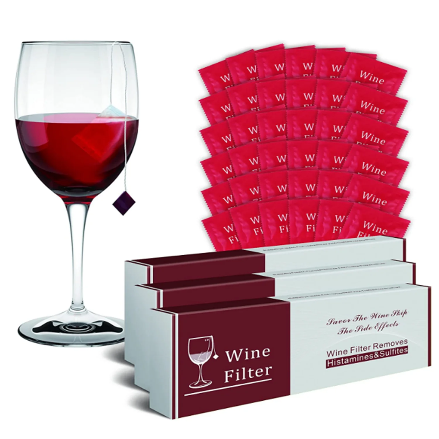 Wine filter removes sulfites and histamines, eliminates headaches and reduces wine allergies (36 pieces)