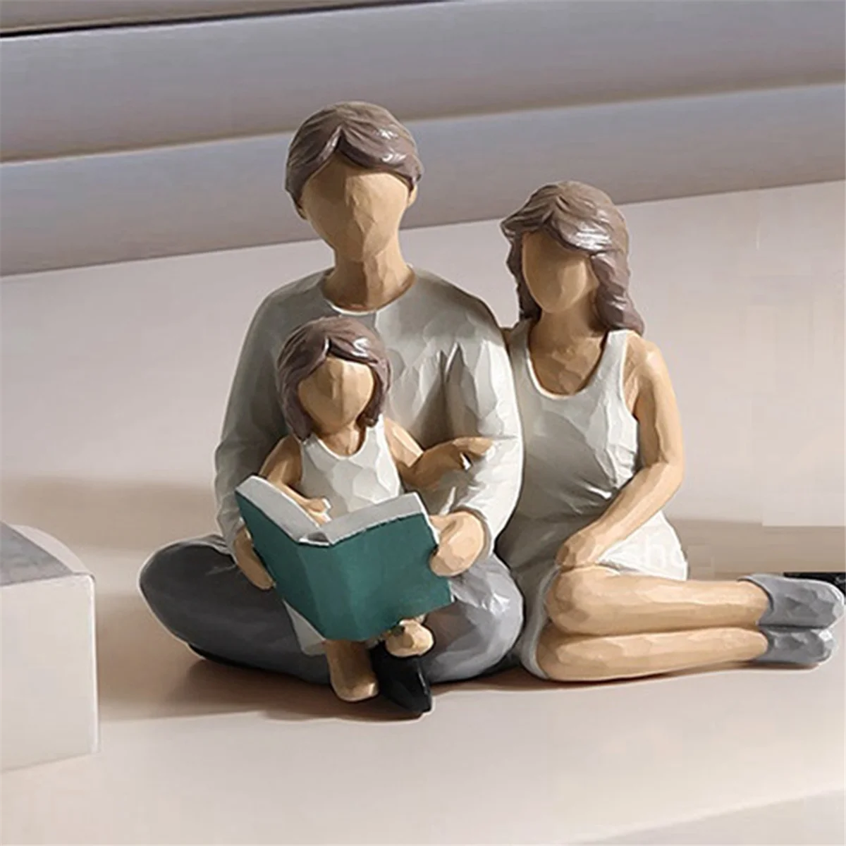 송진 가족 조각, 부모와 딸 조각상 선물, 3 인 가족 장식