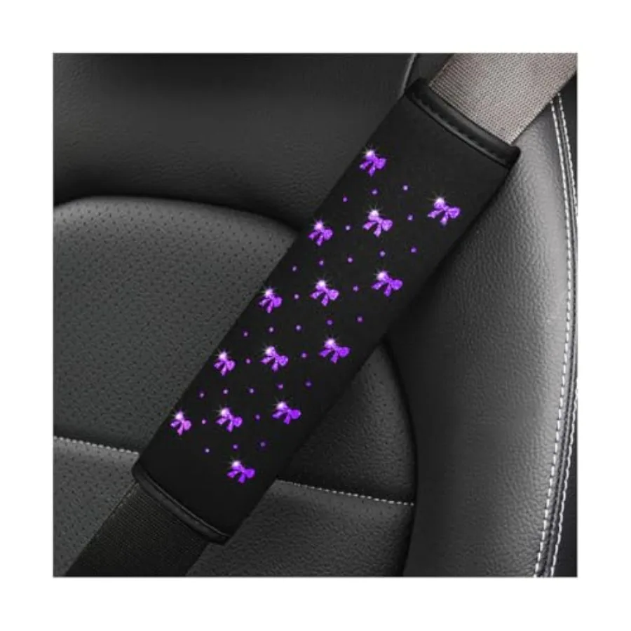 

Bling Car Seat Belt Cover, 2PCS Rhinestone Cute Bow Comfort Vehicle Seatbelt Shoulder Pad, Diamond Automotive Interior Harness
