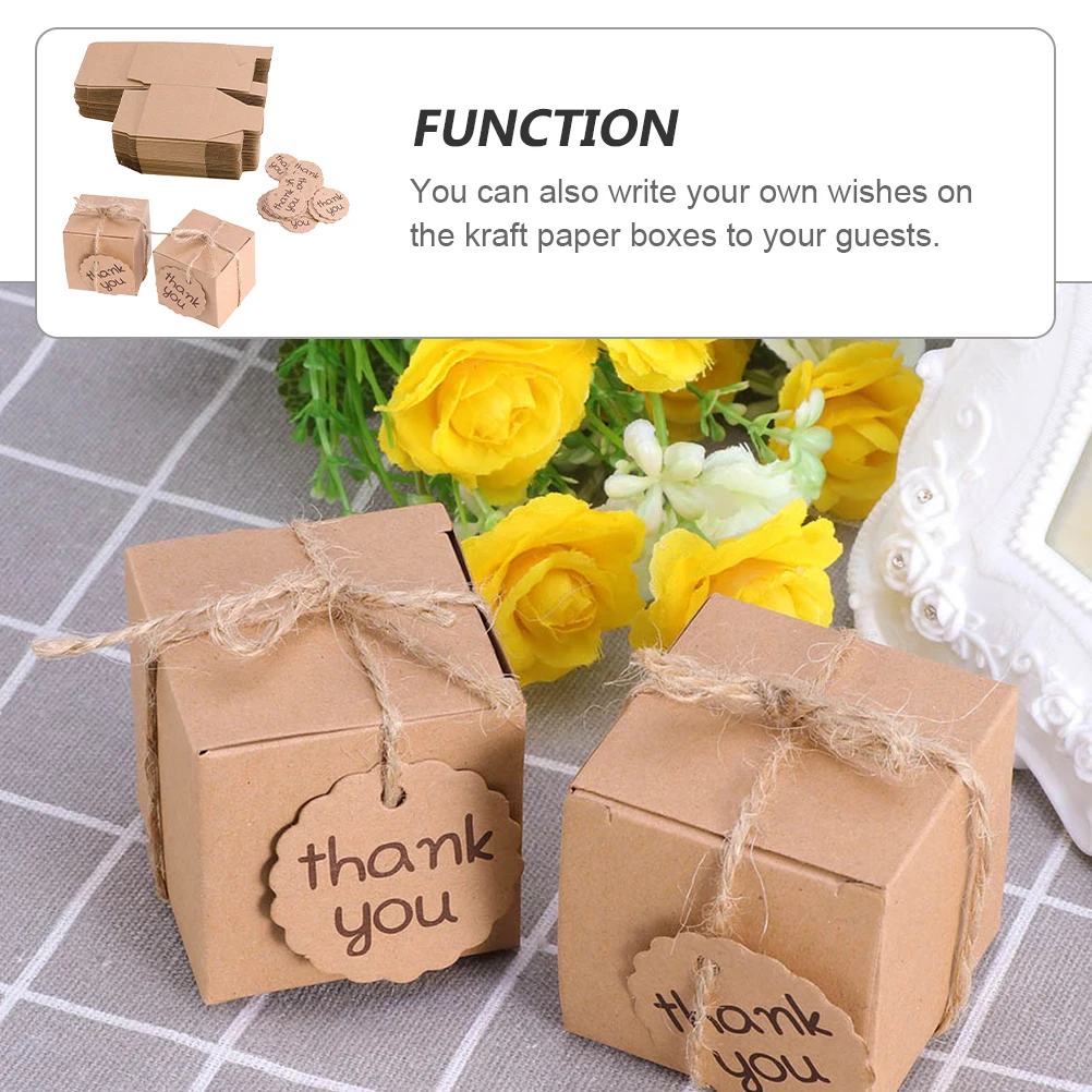 

50 Sets Kraft Paper Candy Rustic Gift Boxes Party Favor Boxes Wedding Birthday Celebration Christmas Safe Reusable Small Size
