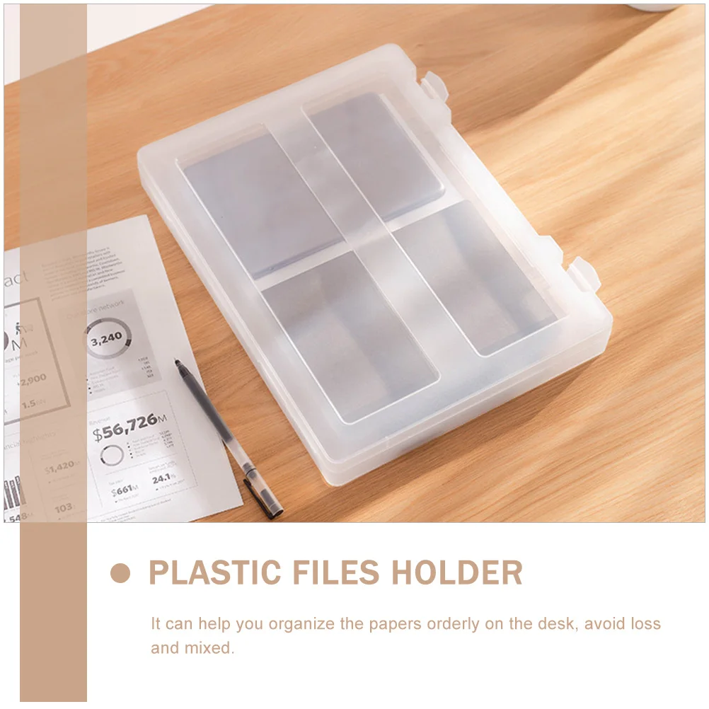 

Transparent Handled A4 File Box Portable Document Organizer Storage Container For Papers Certificates Office Supplies