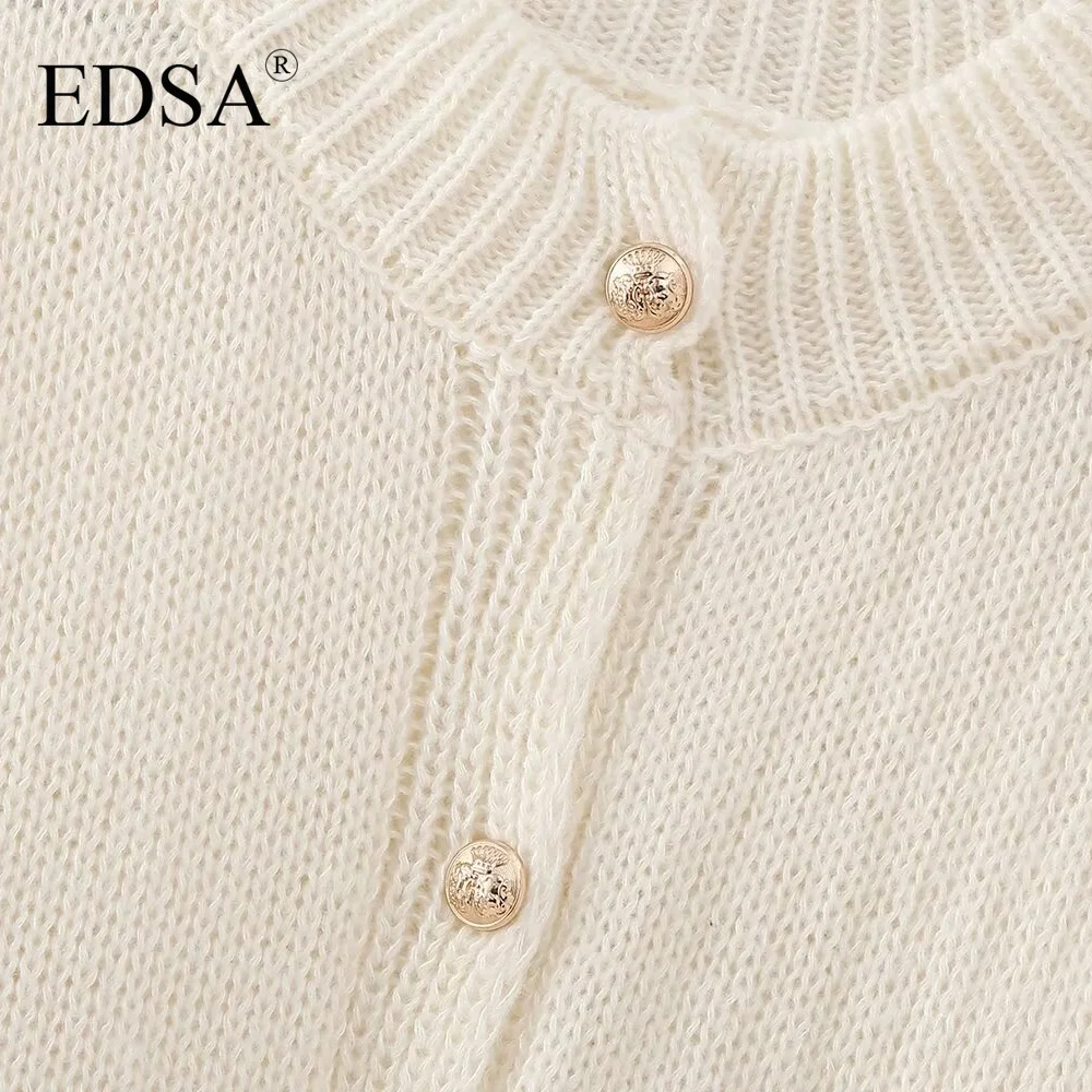 EDSA Women Basic Casual Loose Button Plain Knit Sweater Solid Coat New 2024 Autumn Winter Fasion Lazy Cozy Basic Sweater