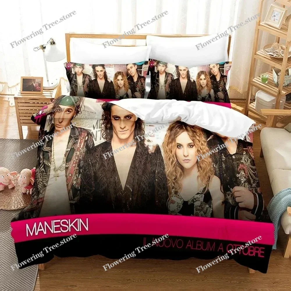 3D Printed Maneskin Rock Band Bedding Set Boys Girls Twin Queen Size Duvet Cover Pillowcase Bed Kids Adult Home Textileextile