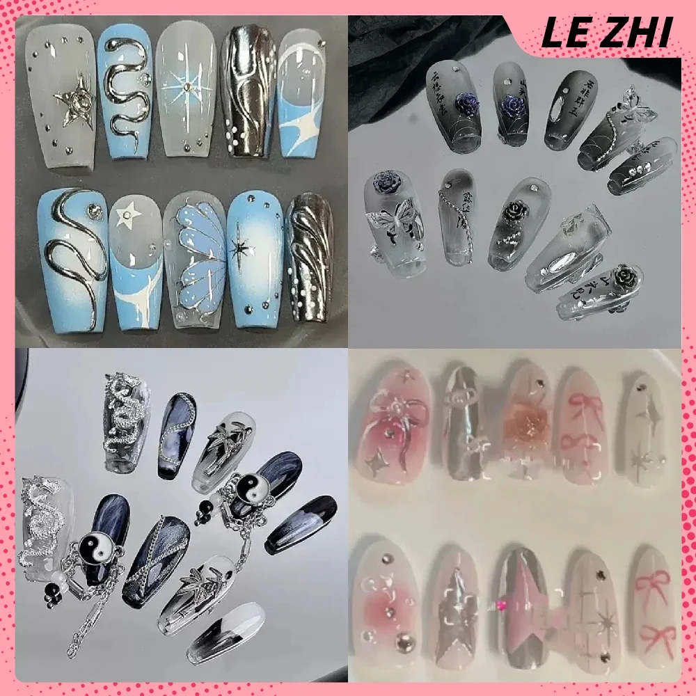 

Original Handmade Fake Nails Chinese Style Character Bamboo Butterfly Decoration Sweet Cool Artifical Nail Party Sticker