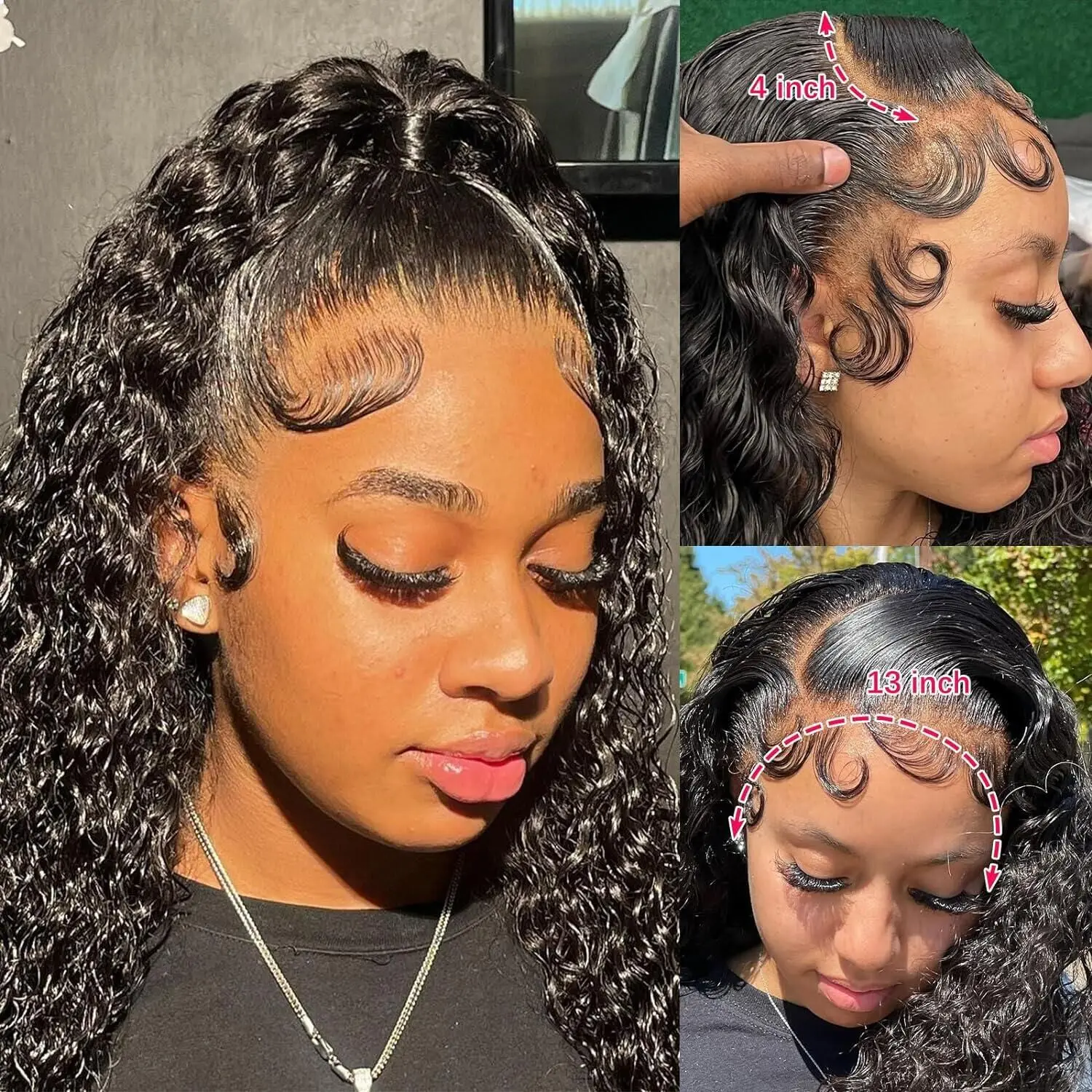 Deep Wave Lace Front Echthaar Perücken vor gezupft 13x4 HD transparente Spitze Frontal Perücken peruanisches Haar 180% Dichte lockige Perücke