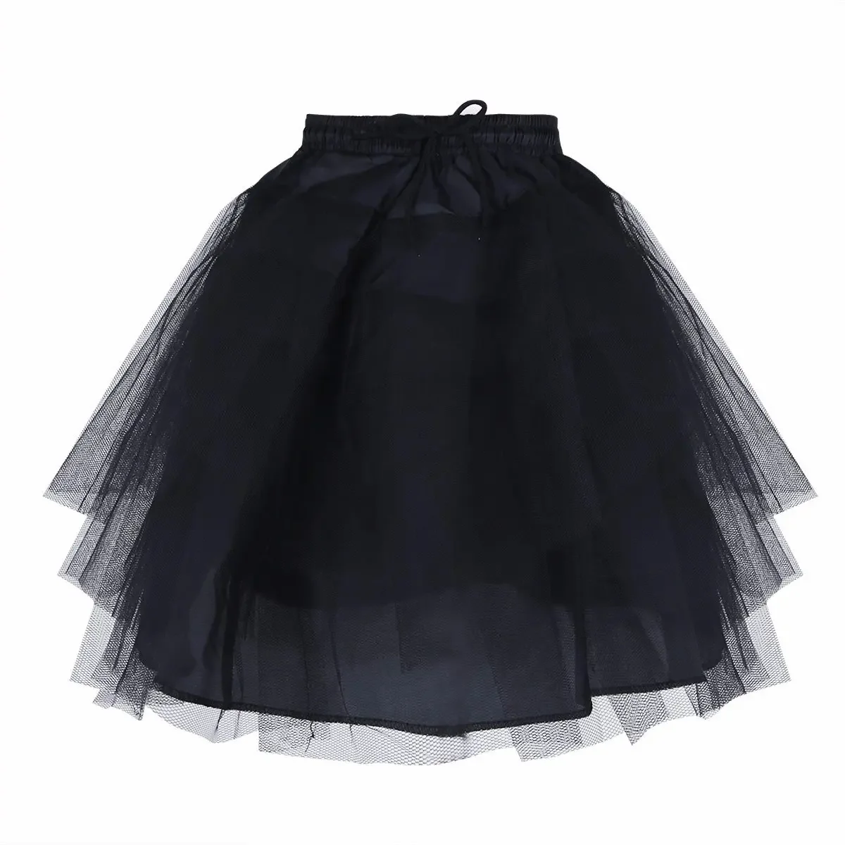 Kinderen 3-laags hoepelloze netto petticoat bloemenmeisje bruiloft hoepelrok onderrok rok slips