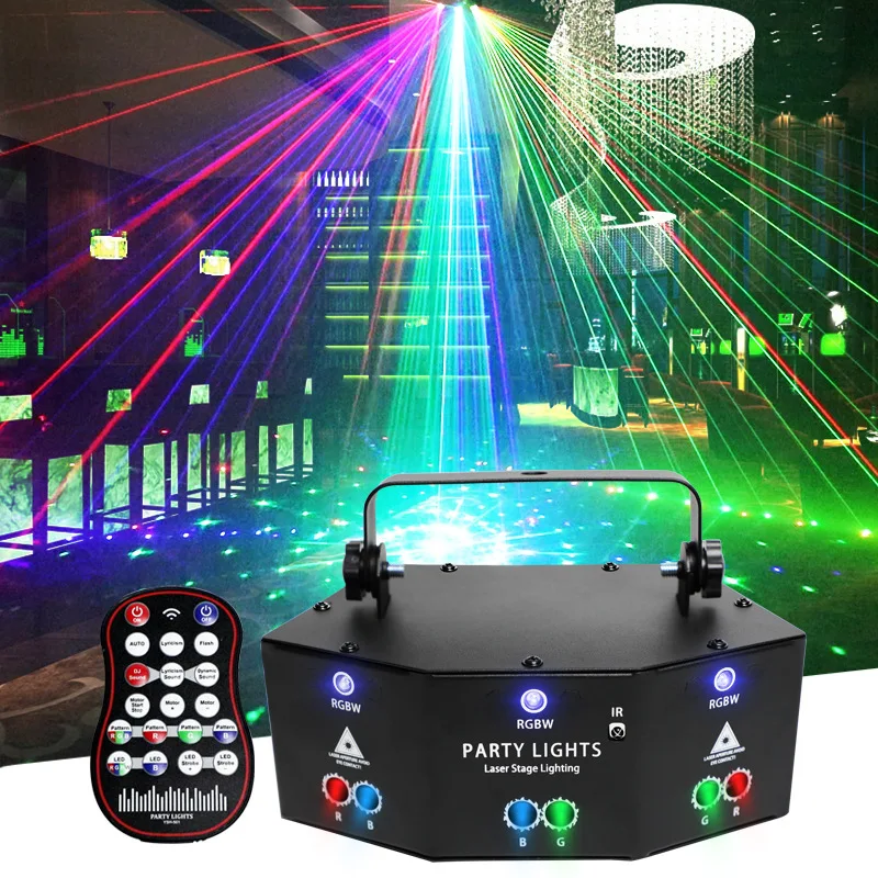 

Disco 9 Lens RGB Laser Beam Scanner Patterns Projector Dmx512 Disco Dj Light Party Wedding Bar Christmas Holiday Stage Lamp