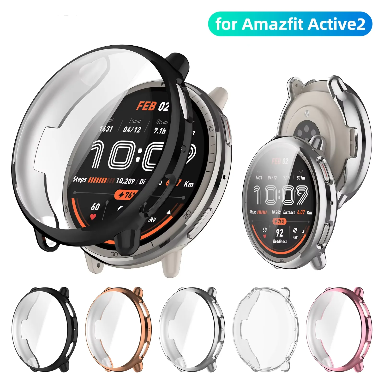 TPU Protective Case for Amazfit Active 2 Smart Watch Full Cover Screen Protector Bumper Soft Shell for Amazfit Active2 Accessory