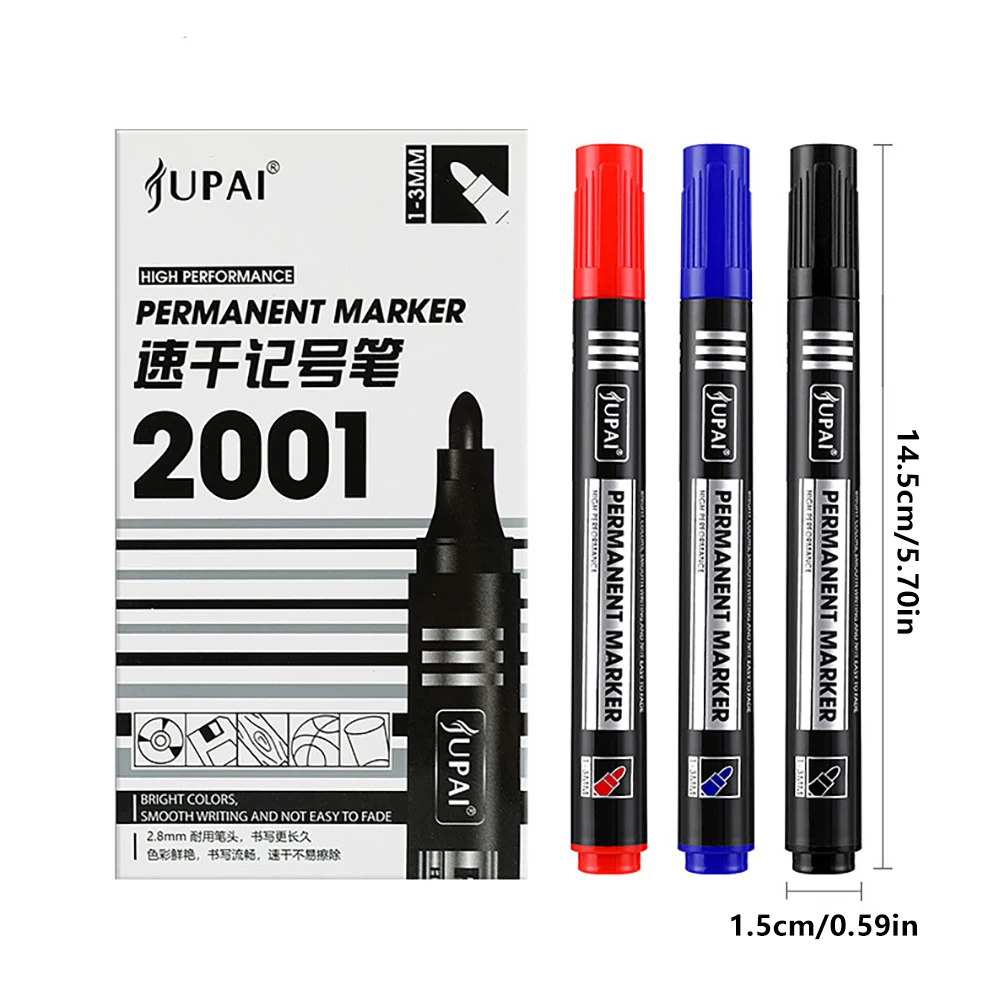 3 قطع/ألوان أقلام تحديد دائمة – سريعة الجفاف ومقاومة للممحاة |   لتدوين الملاحظات ووضع العلامات |   القرطاسية المكتبية.