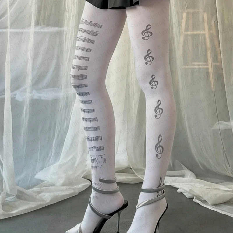 Cute Letter Printed Stockings Harajuku Knee High Socks Cosplay Cute White Graffiti Socks Kawaii Retro 2000s Y2K Style Emo Girl
