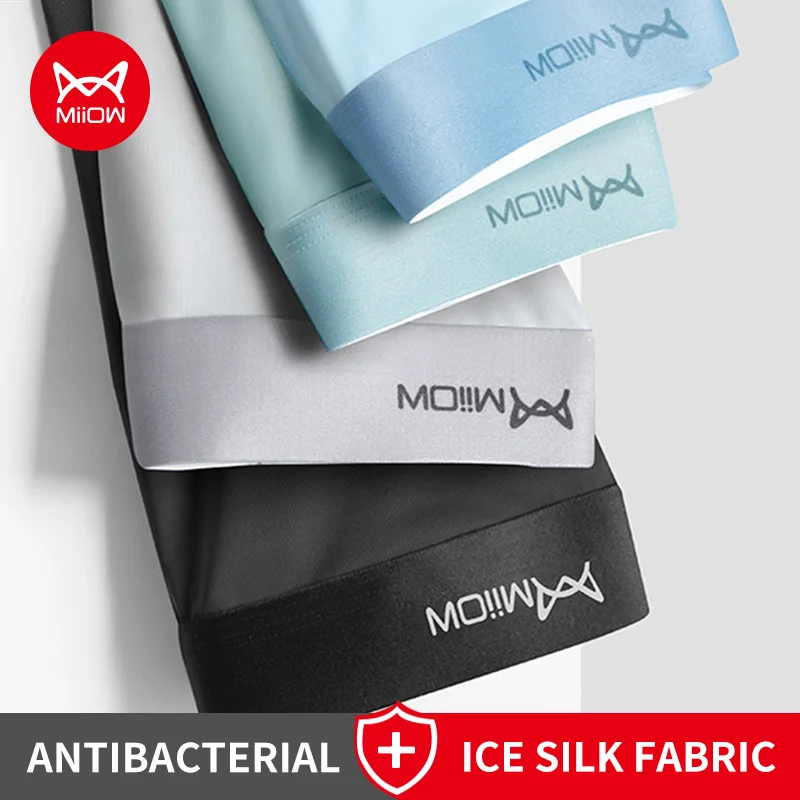 

MiiOW, 4 шт., мужское нижнее белье из ледяного шелка, боксеры, графеновые антибактериальные мужские трусы, шелковистые дышащие мужские трусы, мужские трусы-боксеры