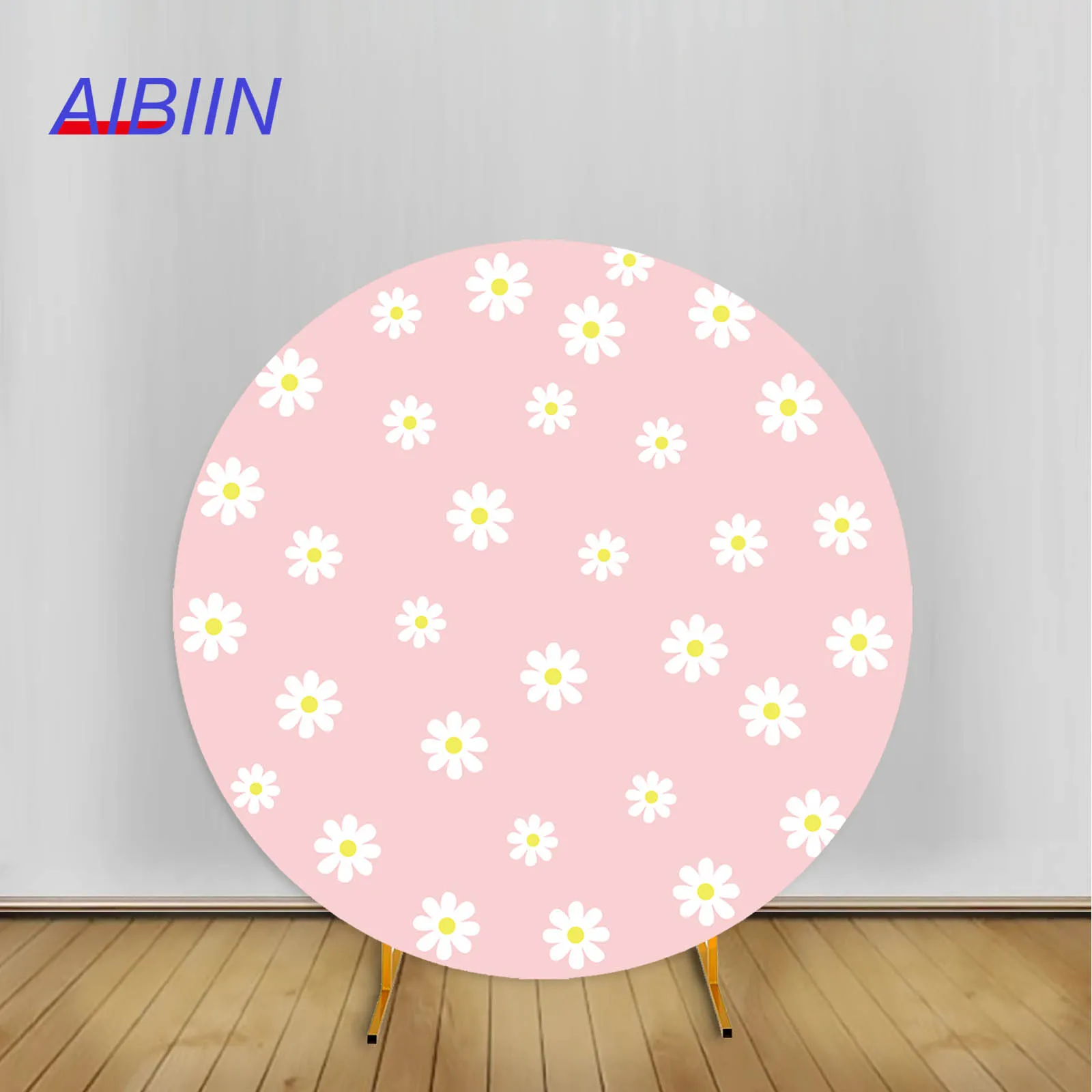 

Chamomile Daisy Round Arch Backdrop Cover Pink Girl Baby Shower Birthday Party Decor Flower Portrait Photography Background