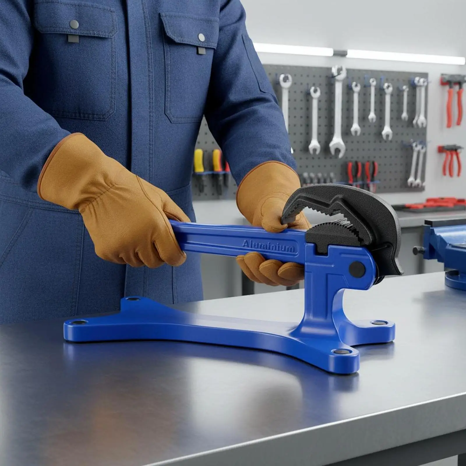 Portable Aluminum Pipe Vise Ergonomic Self Locking Pipe Holding Tool for Outdoor Maintenance