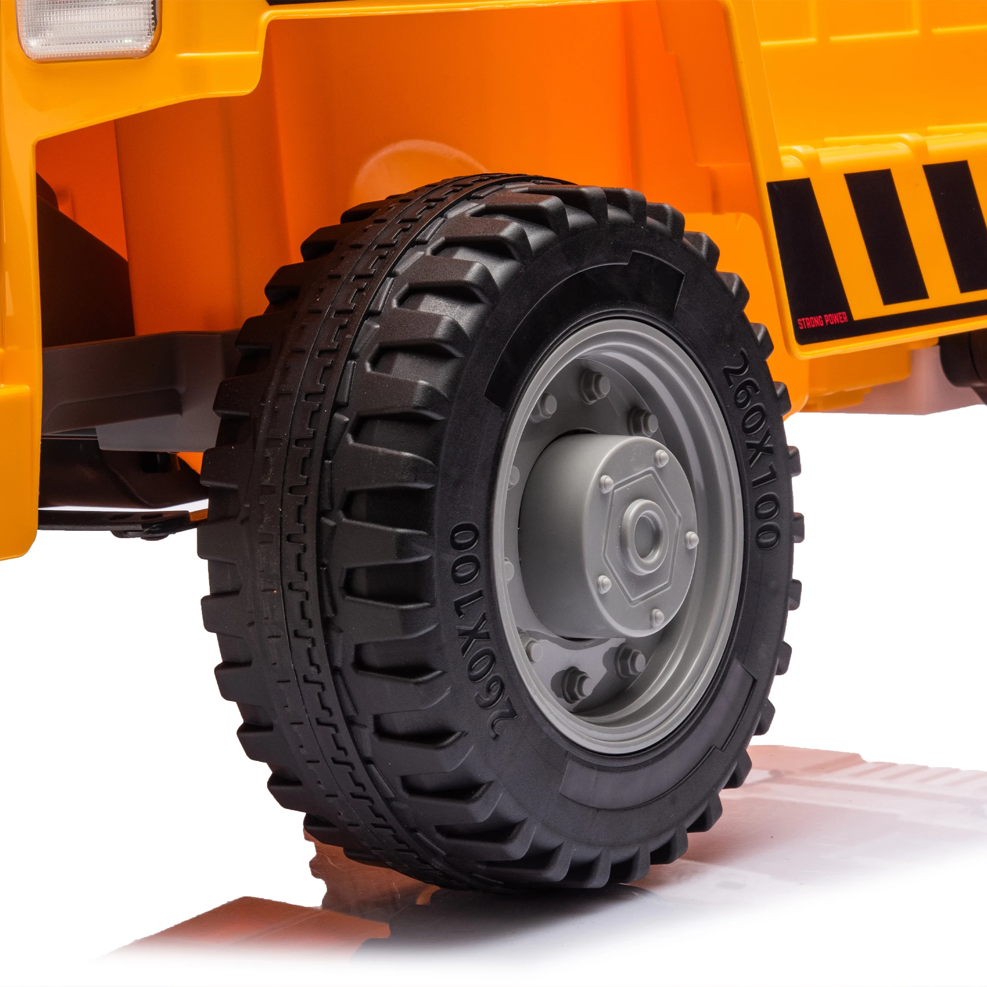 Fahrt auf Muldenkipper, 12-V-Fahrt auf dem Auto mit Elternsteuerung, elektrischem Muldenbett und zusätzlicher Schaufel, Telefonständer, 3-Punkt-Sicherheitsgurt