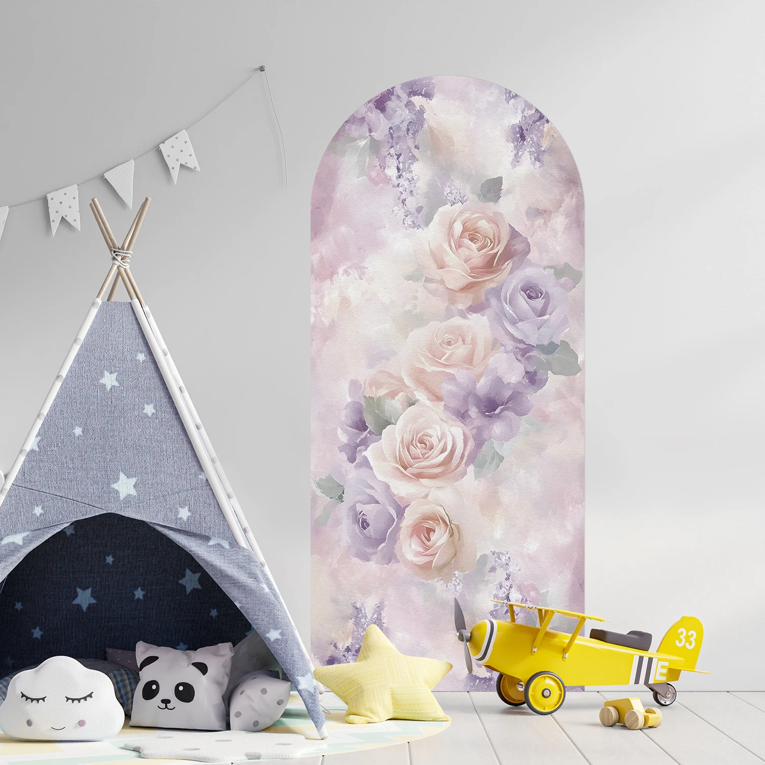 

Landscape flower arch self-adhesive wall sticker 80x180cm waterproof detachable wall sticker, used for home decoration