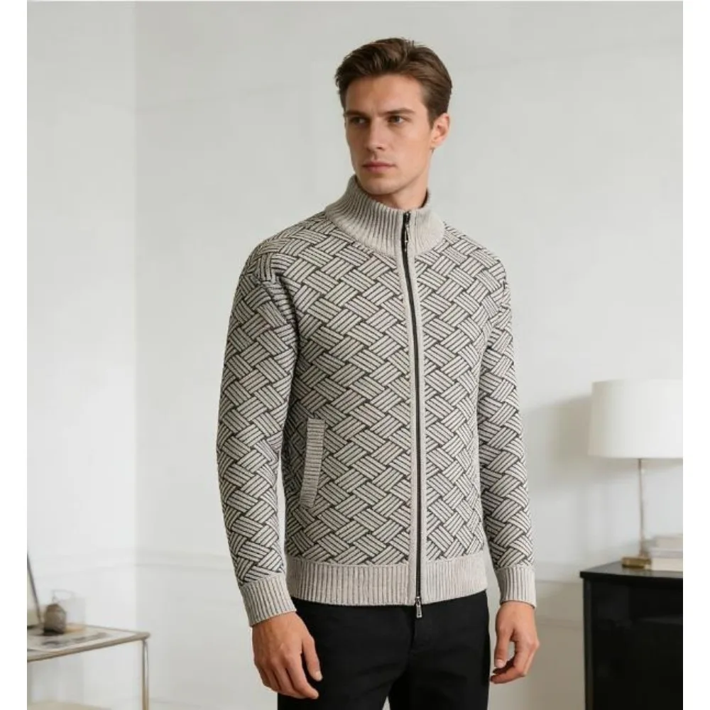 

Мужская демисезонная куртка: теплая, повседневная, на флисе, ветрозащитная, вязаная, с воротником-стойкой