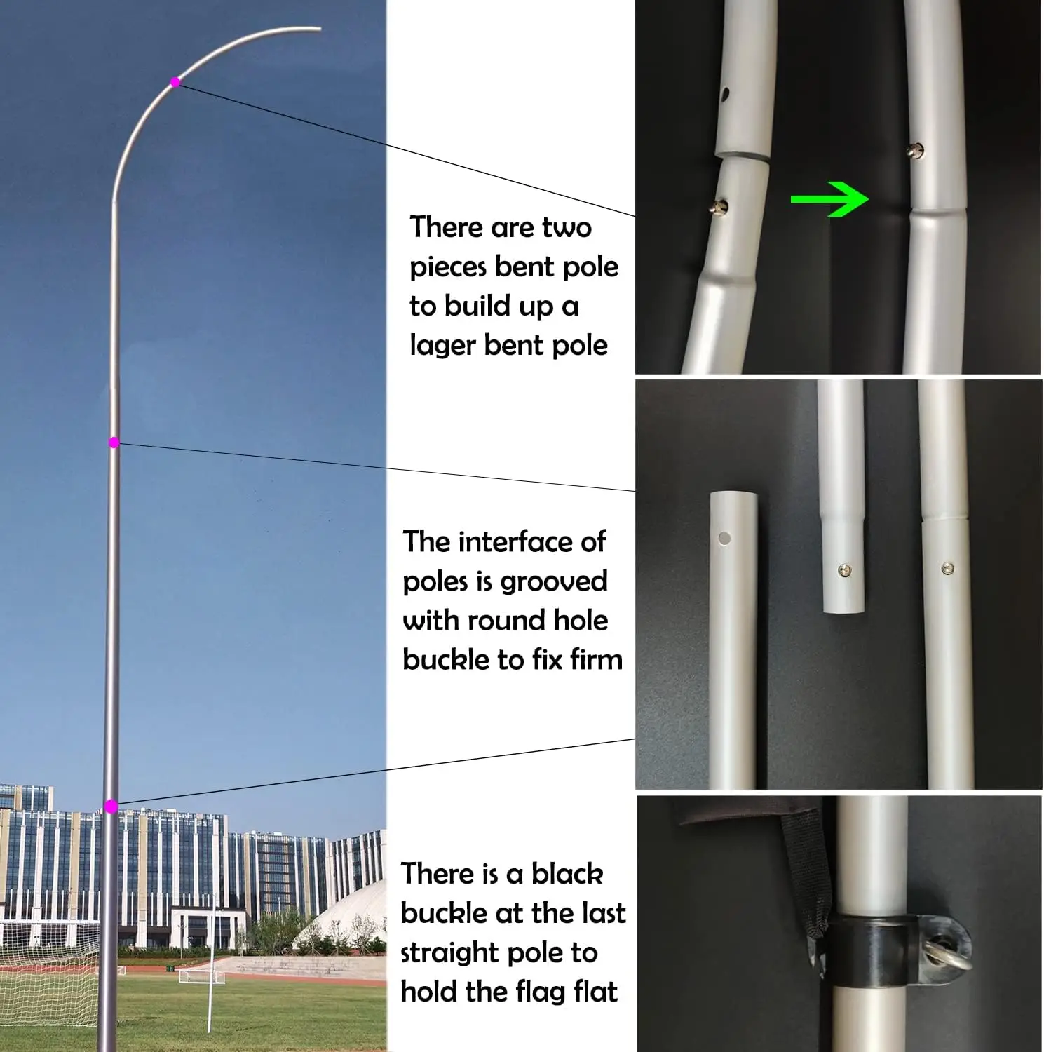 2 Packs  Flag Pole with 2 Packs Ground Stake,15 Feet Complete Feather Flag Pole Kit for Business Advertising Silver