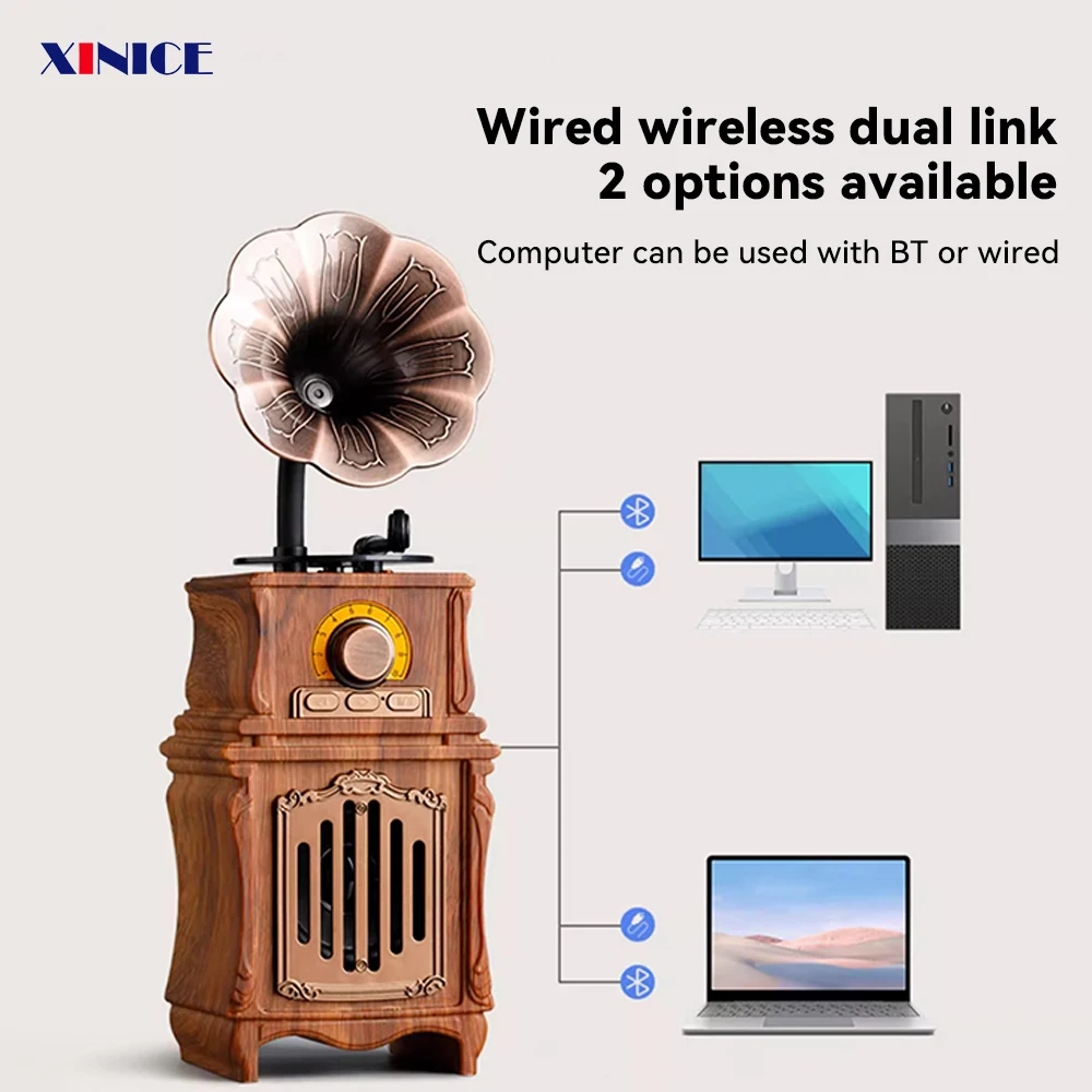 2025 Radio Walnut Antik Gaya Klasik Kuno Baru Multi Fungsi TWS Radio Nirkabel Portabel untuk Meja Kamar Tidur Kantor