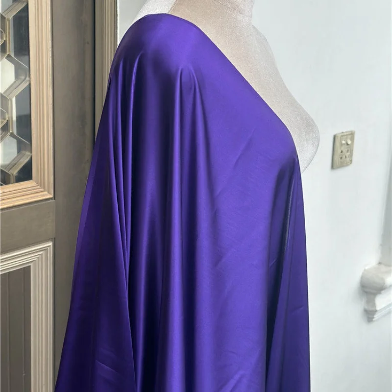 

1 meter 100% Mulberry Silk 14 momme Charmeuse Silk Fabric Solid Eggplant Purple Color 110cm 43" wide by the yard JN714