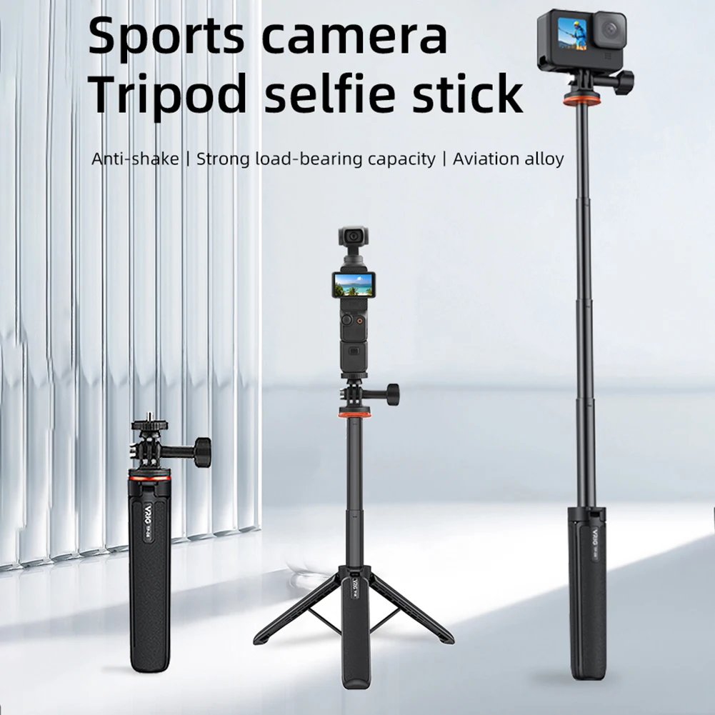 2 in 1 Selfie Stick Tripod Lengthen Holder Telescopic Rod with 1/4 Thread Tripod Stand for DJI Osmo Pocket 3 Camera Accessories