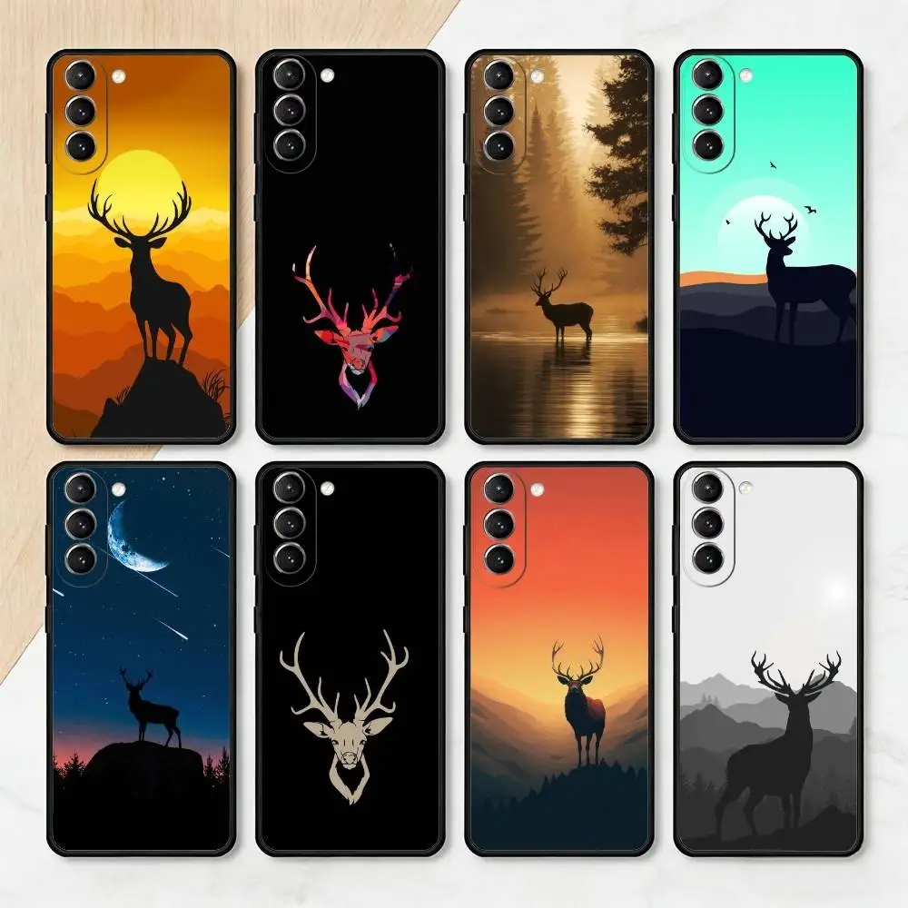 

COOL D-Deer Phone Case For Samsung S25,24,23,22,30,21,10,9,Ultra,Plus,Lite,FE,4,5 G Soft Black Case