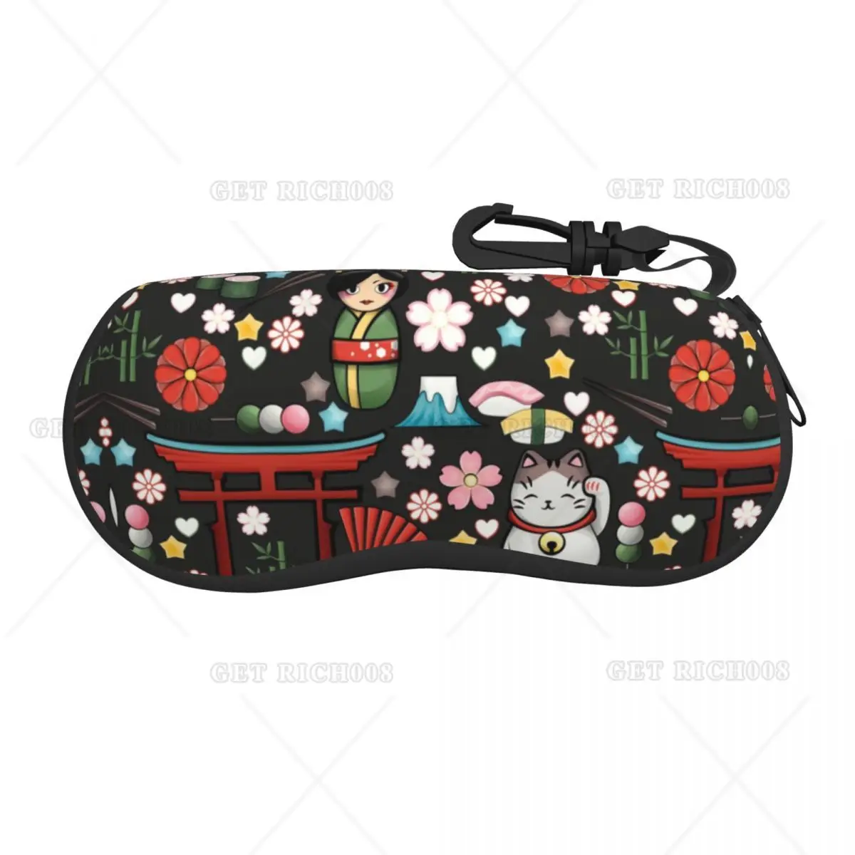 Kawaii Maneki Neko Lucky Cat Shell Eyeglasses Protector Cases Fashion Sunglass Case Japanese Geisha Art Glasses Pouch