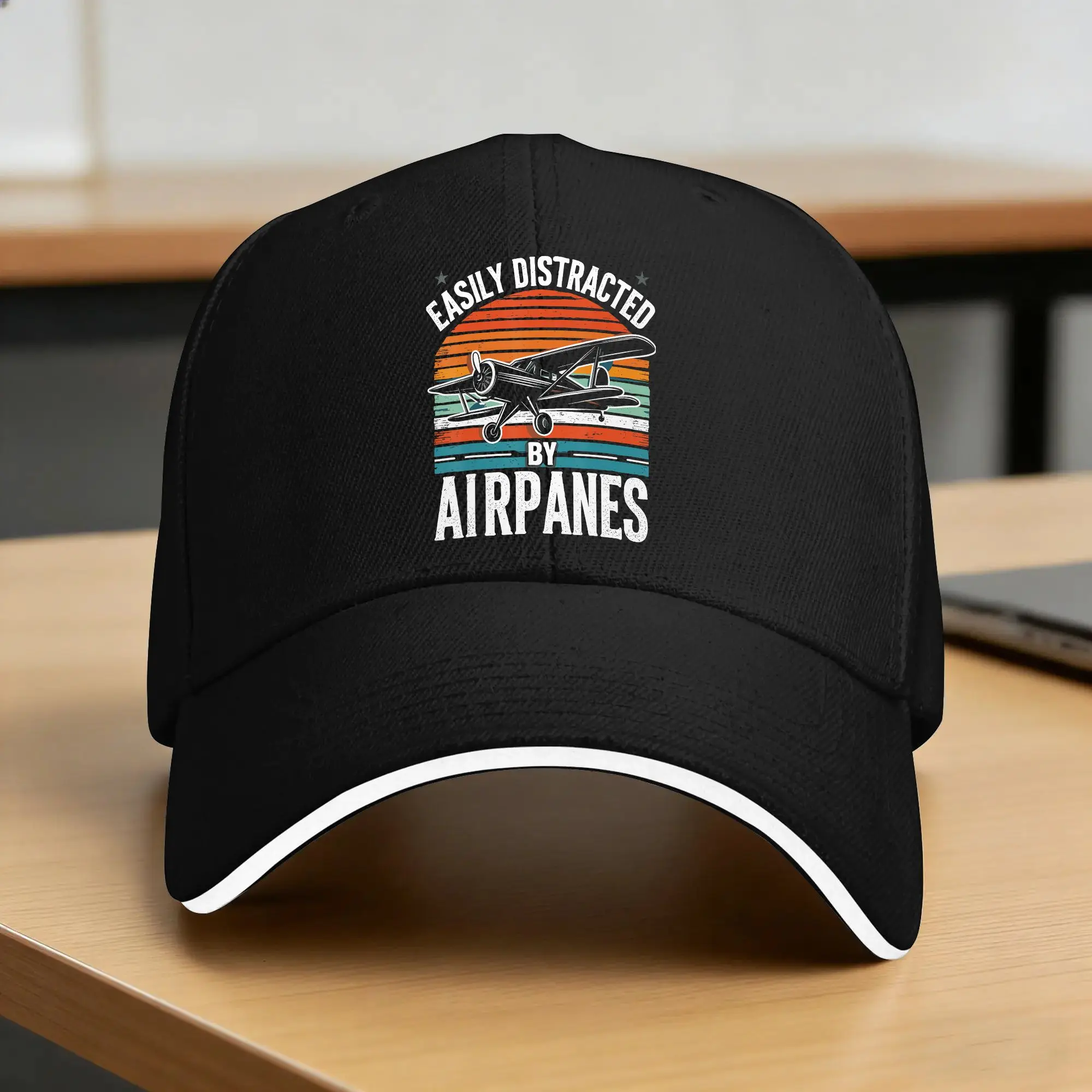 Summer Casual Baseball Cap Aviation Funny Pilot Easily Distracted By Airplanes Tennis Skate Trucker Hat  Vintage Baseball Caps