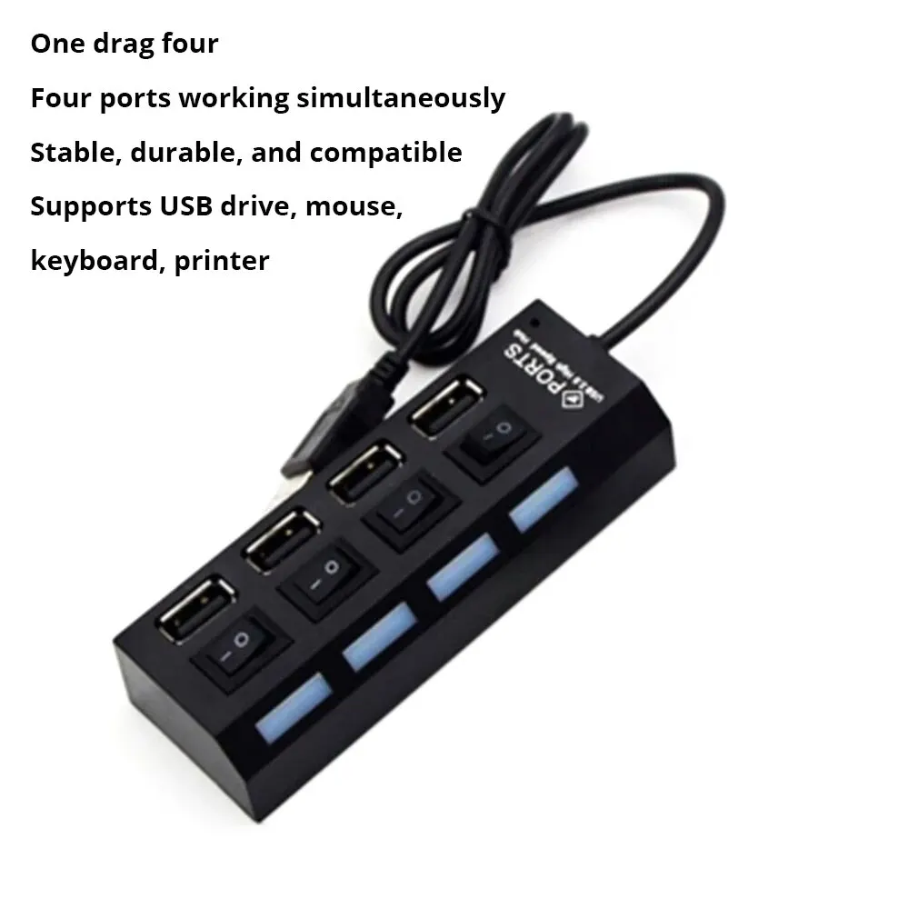 4-Port Usb 2.0 Hub One Drag Four Splitter Hub Plug And Play Mini Small Socket Hub /Usb 4-Port Splitter