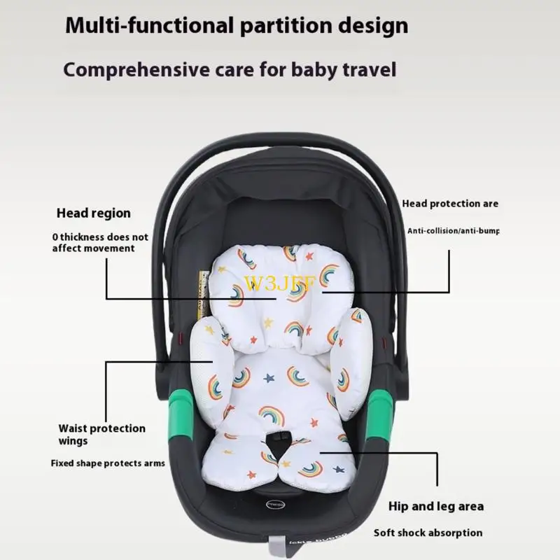 W3JF 유아용 카트 시트 쿠션 통기성 메쉬 디자인 헤드 레스트 신생아 유모차 스윙과 크래들을위한 분리 가능