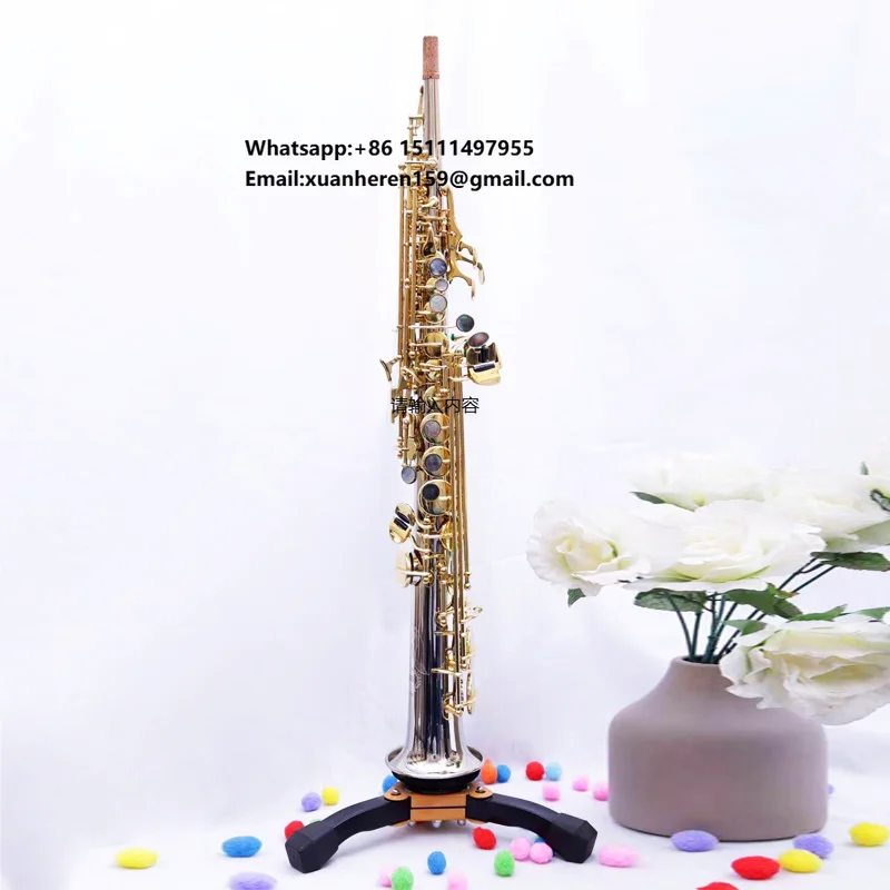 

Factory OEM Wholesale Cheap Professional Performance Bb Straight Treble Sax Wind Instrument Gold Lacquer Phosphor Copper Rust