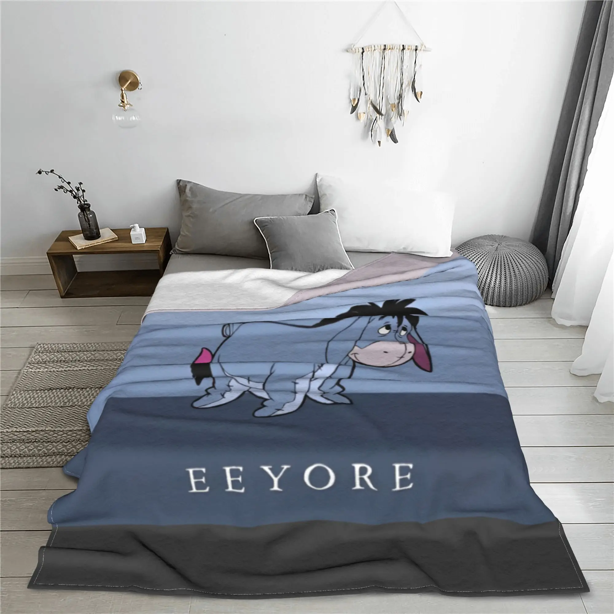 Winnie the Pooh Eeyore Blanket Flannel Cartoon Cute Warm Throw Blankets for Outdoor Home Couch Plush Thin Quilt