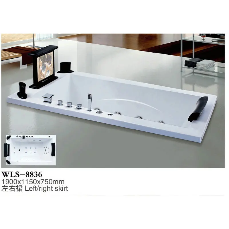 Small Apartment Embedded Luxury Single Surfing Massage Tank With Pillow Five-piece Acrylic Bathtub Wholesale 8836