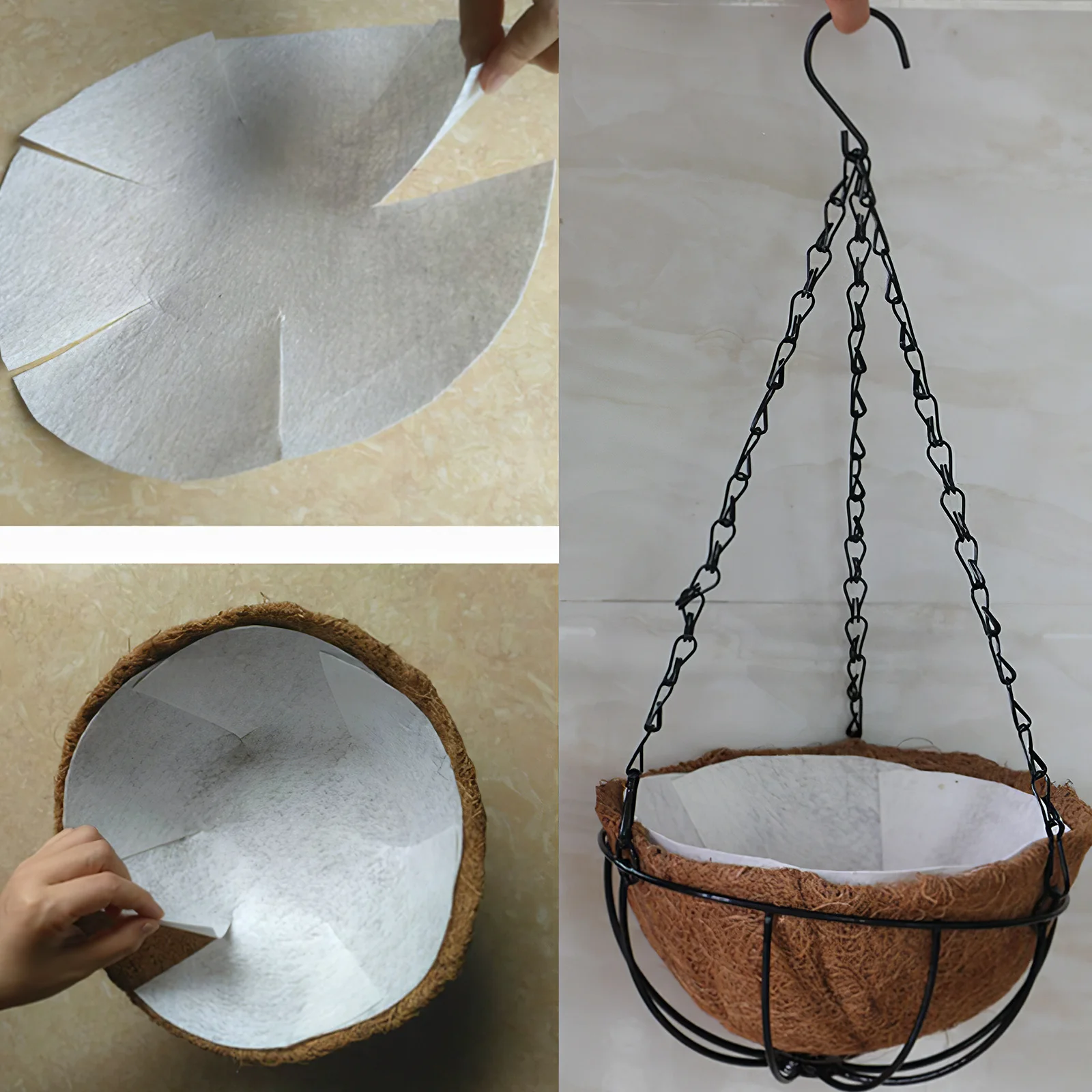 

6pcs Fiber Nonwoven Liners for Hanging Baskets Plant Basket Coconut Pad Replacement Fiber Garden Decor Balcony Vegetables