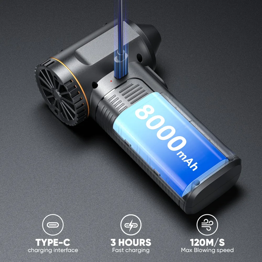 

F11 Турбоструйный вентилятор 990000 об/мин Высокомощный воздуходувка Бесщеточный двигатель Турбовентилятор Скорость ветра 65 м/с 8000 мАч Поентилятор жестокого воздуха