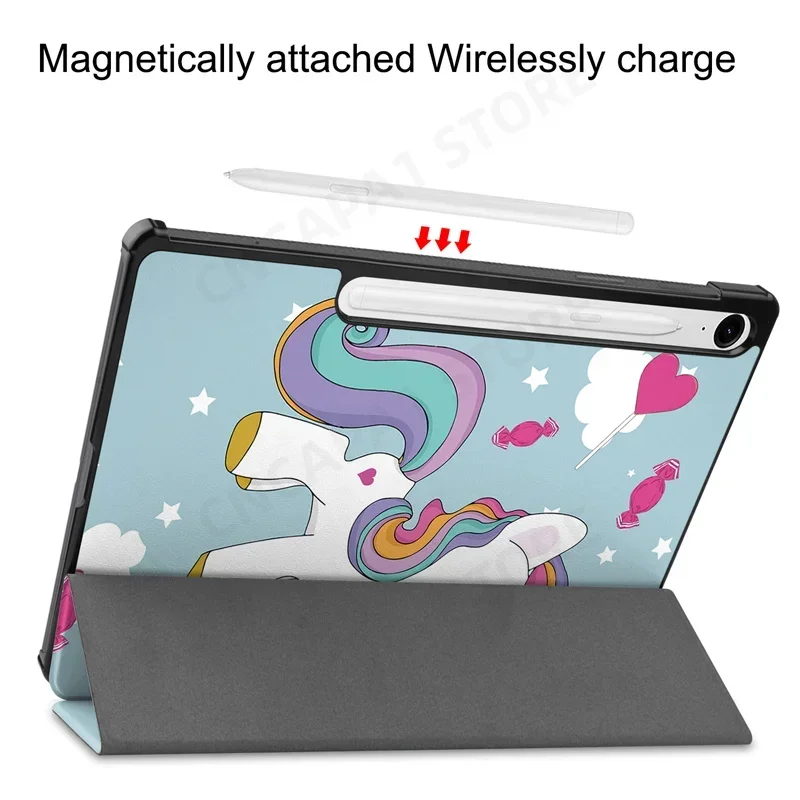 Slim Magnetic Cover For Samsung Galaxy Tab S9 FE 10.9" Smart Tablet Case SM-X510 SM-X516B Tri-Folded Funda with Hard Back Shell