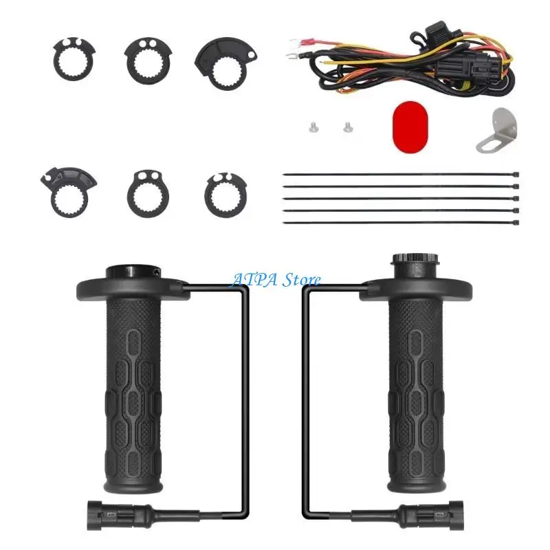 

U13C 5 Gear Temperature Adjustable ATV Heated Grips Handlebar Heater ATV UTV Heated Hand Grips ATV Grip Warmers