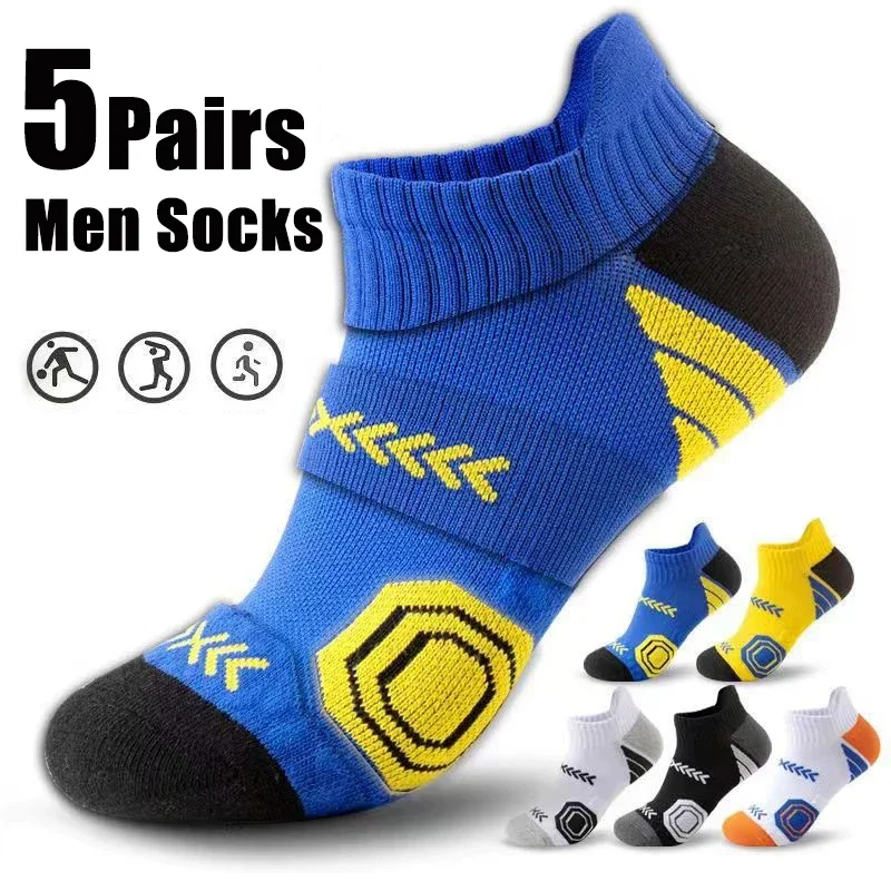 

5 пар спортивных носков для мужчин, осенне-зимние баскетбольные носки, профессиональные спортивные носки, амортизирующие противоскользящие носки