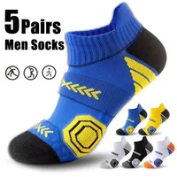 5Pairs Sports Socks for Men's Autumn Winter Basketball Socks, Professional Sports Socks, Shock Absorption Anti Slip